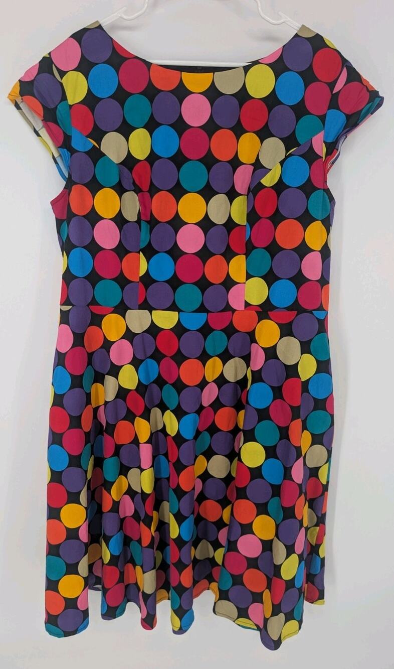 Pukavt Women's Retro Rockabilly Swing Dress 3XL Polka Dot 50s Pinup Halloween